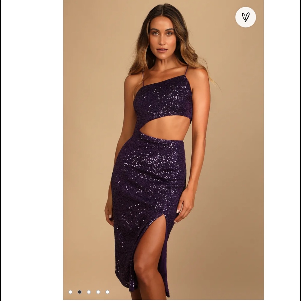 Purple cut out sequin dress